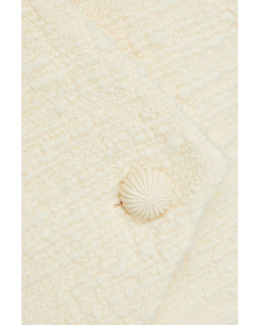 Zimmermann Natural Cropped Double-breasted Wool-blend Tweed Blazer