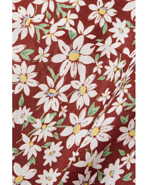 Rixo Brown Sabrina Floral-print Cotton And Linen-blend Halterneck Midi Dress