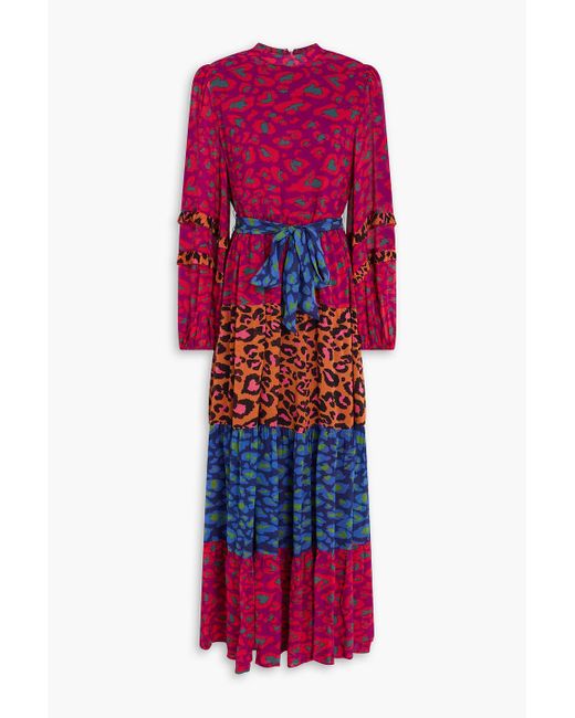 Farm Rio Red Leopard-Print Cotton-Goergette Maxi Dress
