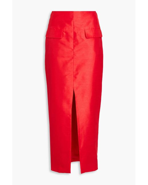 Nicholas Carmella Shantung Maxi Skirt in Red Lyst UK