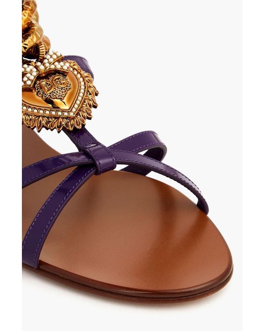 Dolce & Gabbana Purple Sandalen aus leder mit verzierung