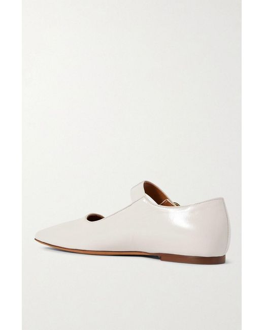 Emme Parsons White Tramonto Glossed-Leather Mary Jane Ballet Flats