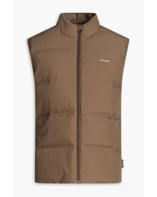 Holzweiler Brown Quilted Logo-print Shell Down Vest
