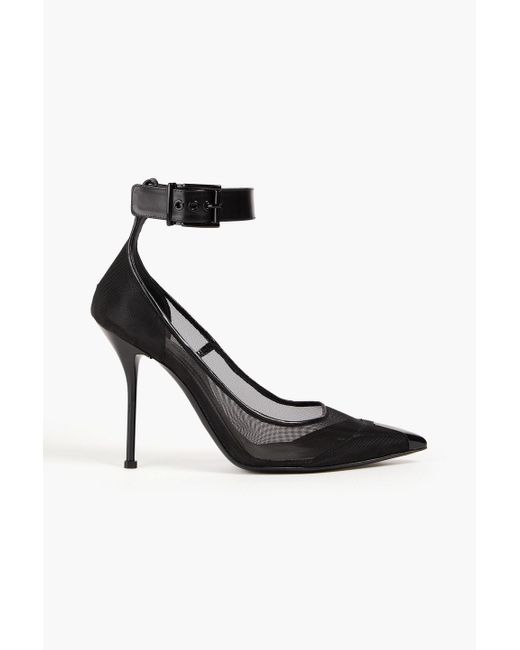 Alexander McQueen White Leather And Fishnet Pumps