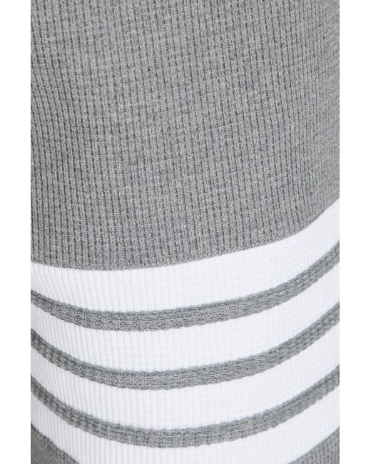 Thom Browne Gray Striped Waffle-Knit Cotton Drawstring Shorts for men