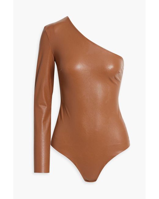 Commando Brown One-sleeve Faux Leather Bodysuit