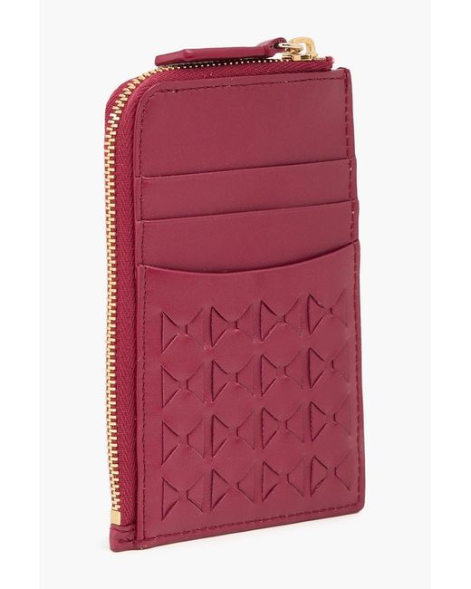 Serapian Pink Woven Leather Cardholder