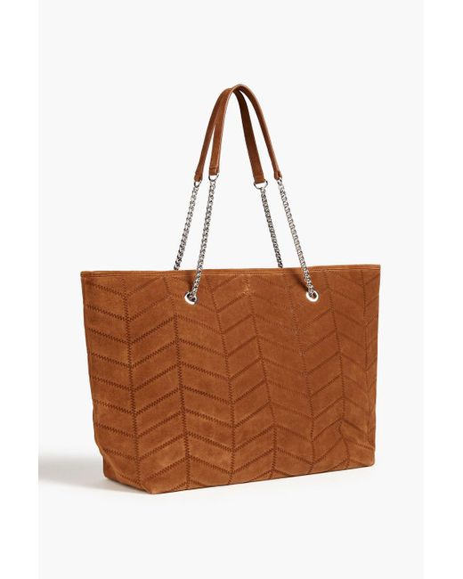 Claudie Pierlot Topstitched Suede Tote in Brown Lyst UK