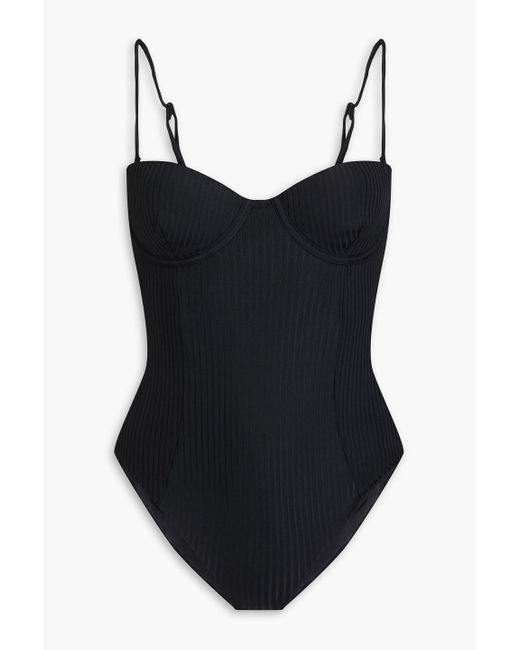 Onia Black Belle Cutout Ribbed Underwired Swimsuit