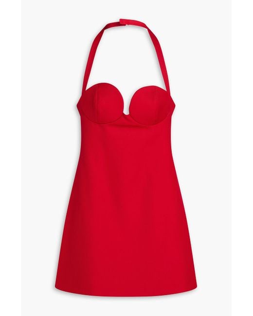 Magda Butrym Red Wool-Twill Halterneck Mini Dress