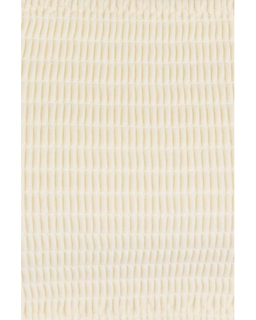Totême  White Shirred Bikini Top