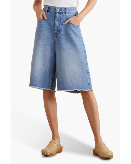 Isabel Marant Blue Natalina Frayed Denim Shorts