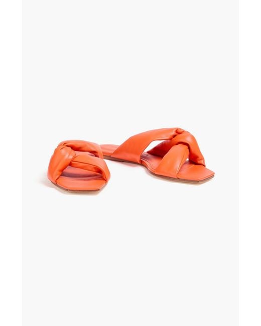 STUDIO AMELIA Orange Pillow Loop Leather Sandals