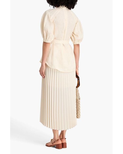 Zimmermann Natural Belted Linen Shirt