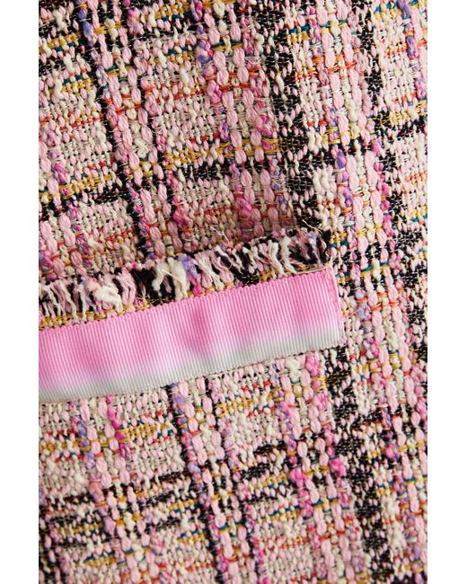 MSGM Pink Frayed Cotton-blend Tweed Mini Dress