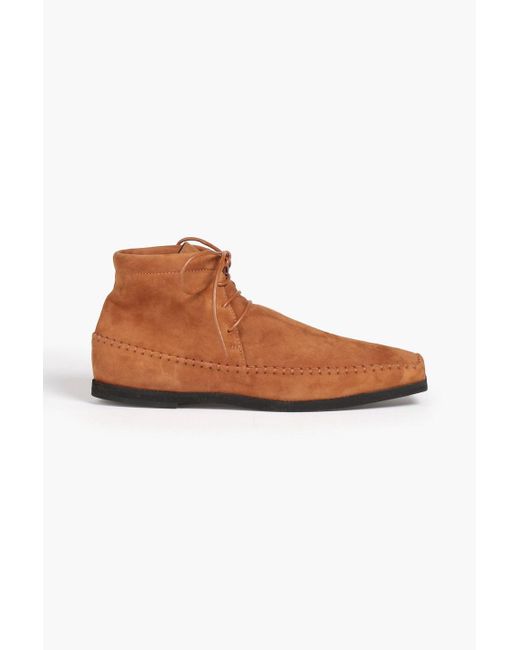 Totême  Brown Leather-trimmed Suede Ankle Boots