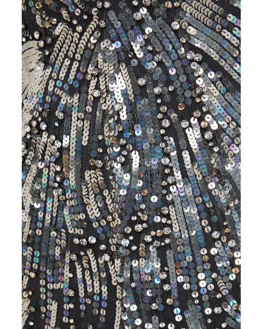 Jenny Packham Gray Marion Embellished Tulle Gown