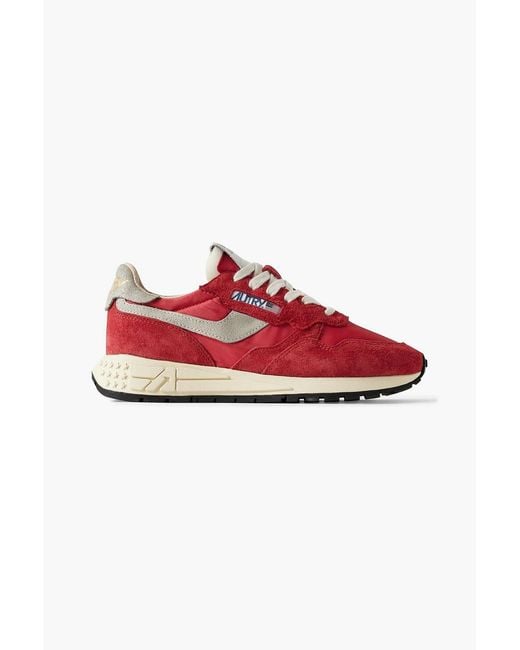 Autry Red Reelwind Low Suede And Shell Sneakers