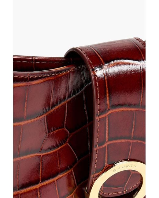 Sandro Red Janet Croc-effect Leather Shoulder Bag