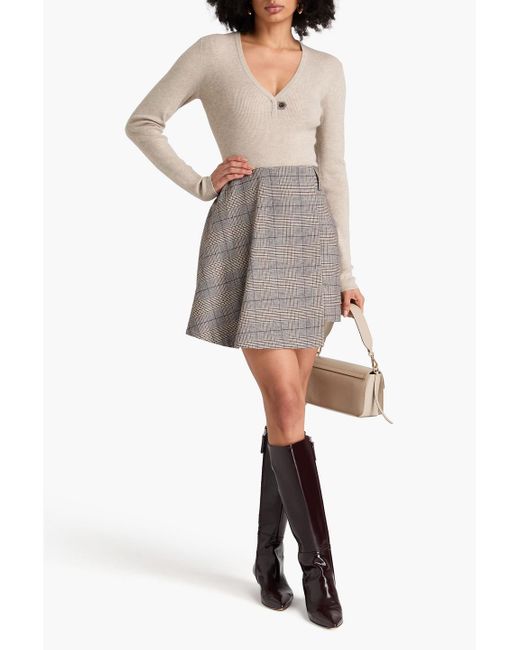 Brunello Cucinelli Natural Metallic Ribbed-knit Top