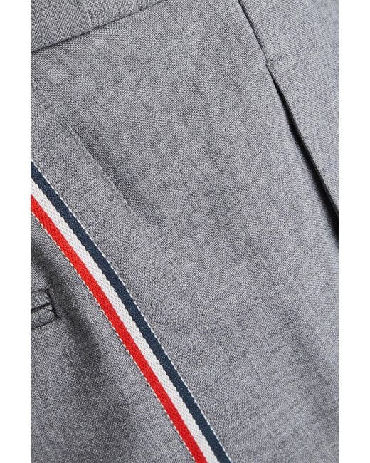 Thom Browne Gray Slim-fit Striped Wool-blend Pants for men