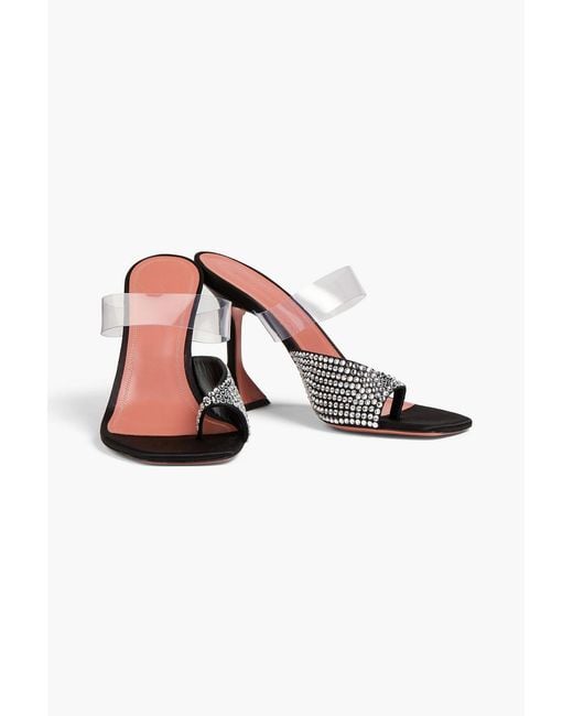 AMINA MUADDI Black Paloma Crystal-embellished Satin And Pvc Mules