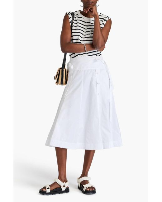 3.1 Phillip Lim White Cotton-Blend Poplin Midi Skirt