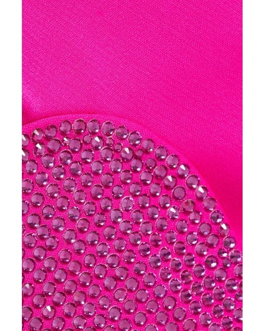 Area Pink Crystal-embellished Ruffled Wool-blend Mini Skirt