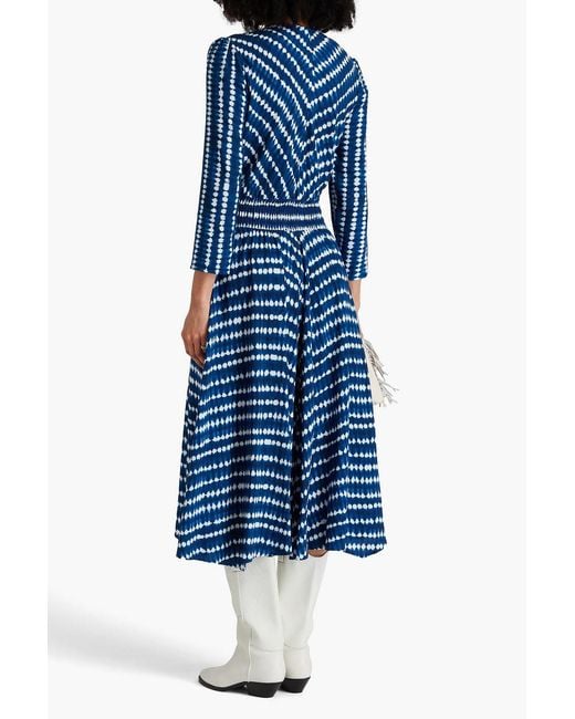 Maje Blue Wrap-Effect Tie-Dyed Woven Midi Dress