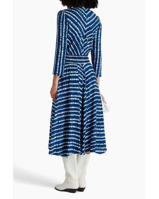 Maje Blue Wrap-Effect Tie-Dyed Woven Midi Dress