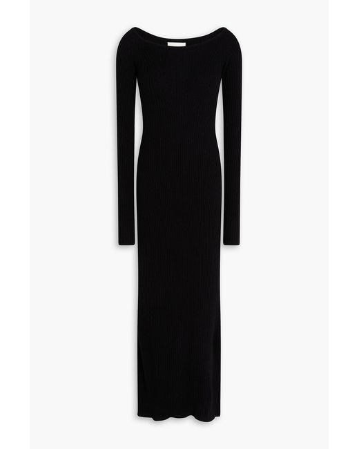 Loulou de Saison Black Anoush Ribbed Wool And Cashmere-Blend Midi Dress