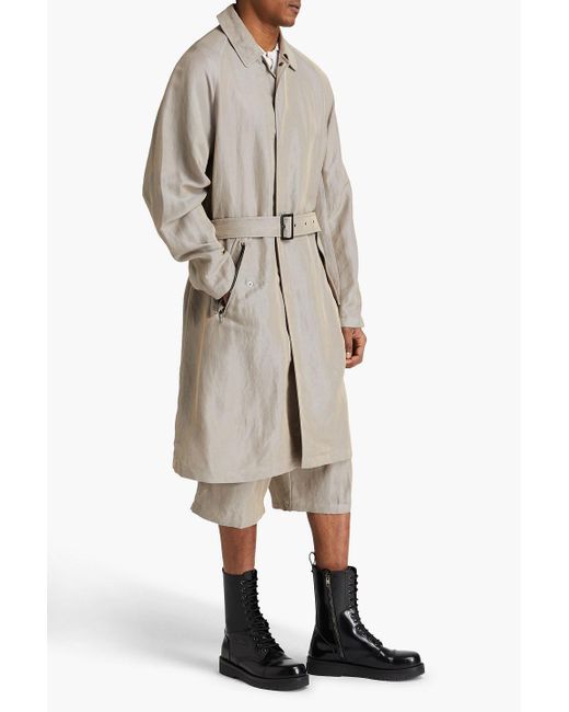 Giorgio Armani Trenchcoat aus twill aus einer leinenmischung mit gürtel in White für Herren