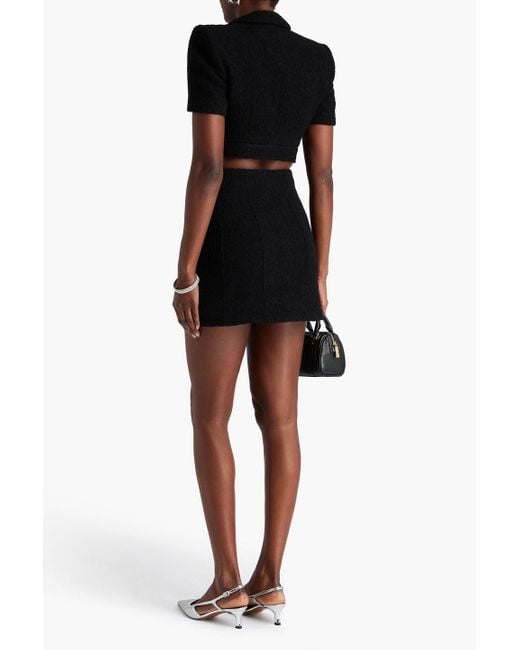 Alessandra Rich Black Wool-blend Bouclé-tweed Mini Skirt