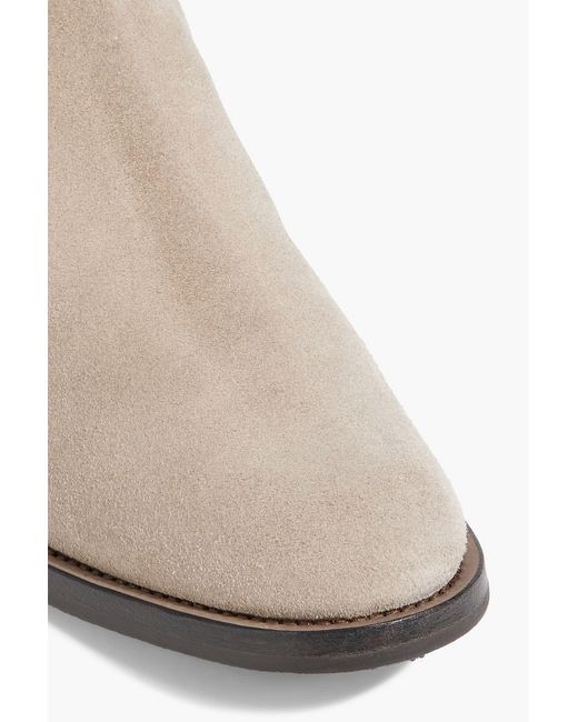 Brunello Cucinelli White Bead-embellished Suede Chelsea Boots