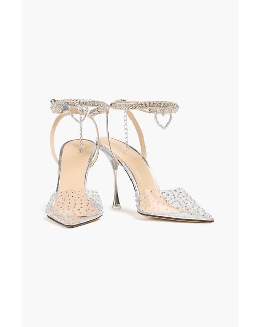 Mach & Mach White Alexa Crystal-embellished Pvc Pumps
