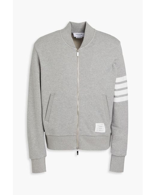 Thom Browne Gray Striped French Cotton-terry Bomber Jacket for men