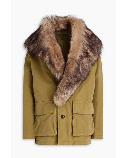 Nili Lotan Brown Ronay Shearling-Trimmed Cotton Jacket