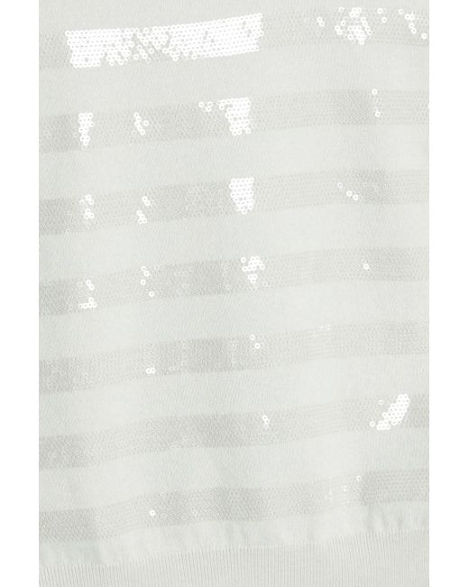 Brunello Cucinelli White Sequin-Embellished Cashmere Top