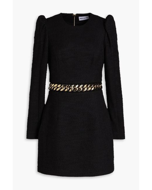 Rebecca Vallance Black Carine Chain-embellished Tweed Mini Dress
