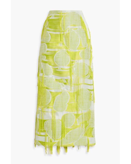 Roksanda Yellow Idya Fringed Jacquard Midi Skirt