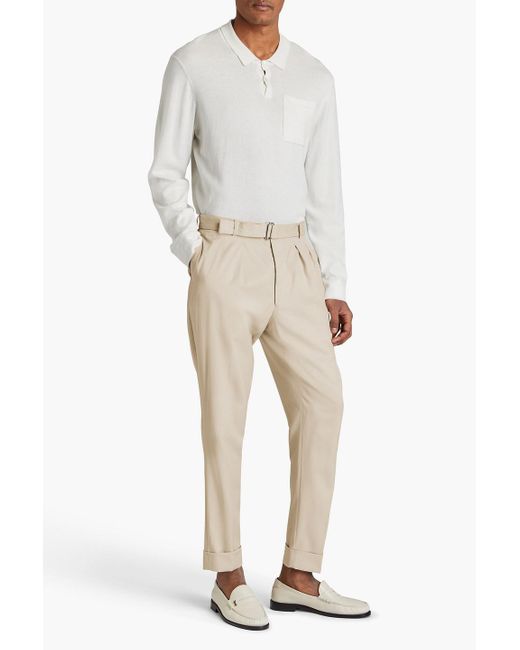 Officine Generale Natural Pierre Belted Wool-twill Pants for men