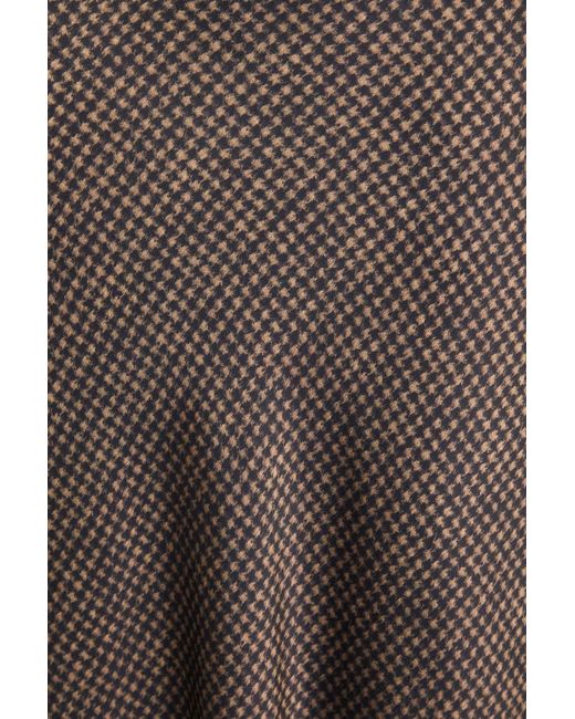 Vince Brown Houndstooth Satin Midi Skirt
