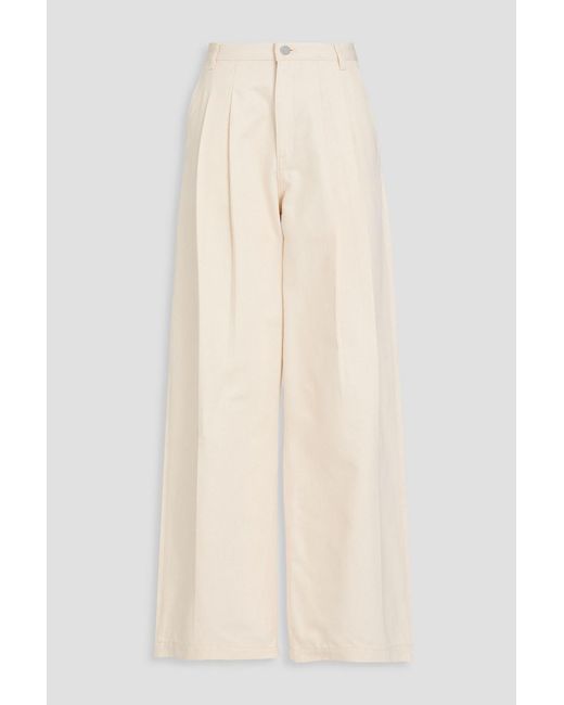 Theory Natural Pleated Denim Wide-Leg Pants