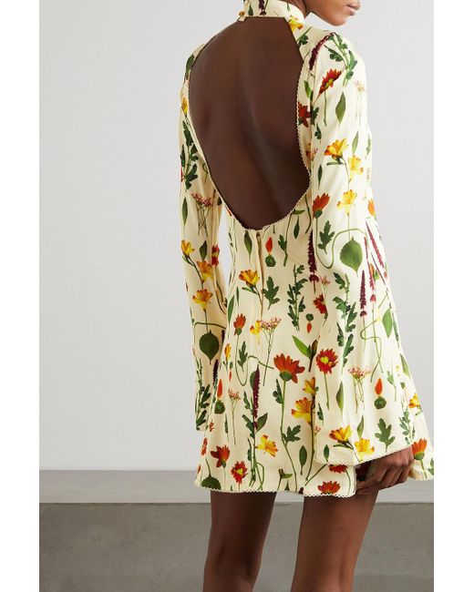 Agua Bendita Metallic Sur Primavera Floral-print Silk-twill Mini Dress