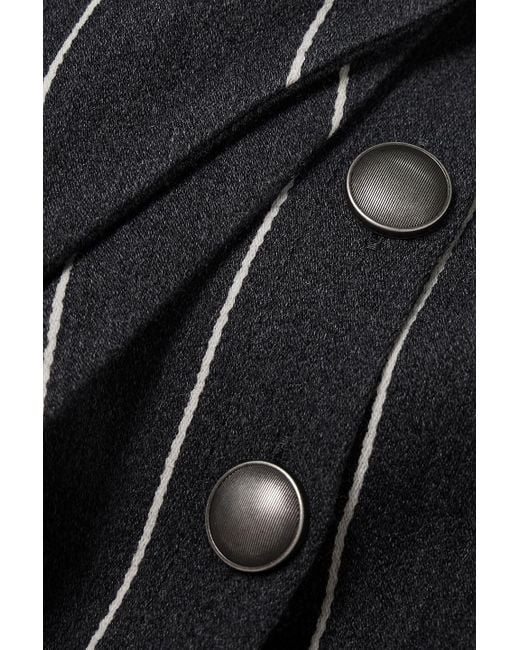 Alessandra Rich Black Cropped Bow-Detailed Cutout Pinstriped Wool-Blend Jacket