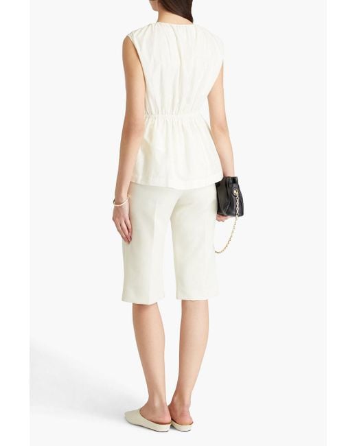 Loulou de Saison White Athena Cotton And Silk-Blend Poplin Top