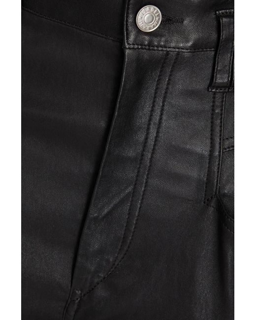 Isabel Marant Black Cropped Leather Tapered Pants