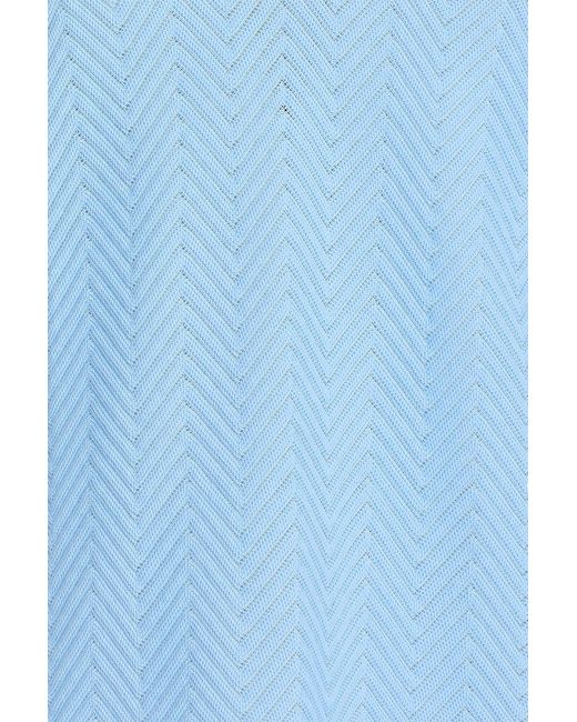 Missoni Blue Crochet-Knit Cotton-Blend Top