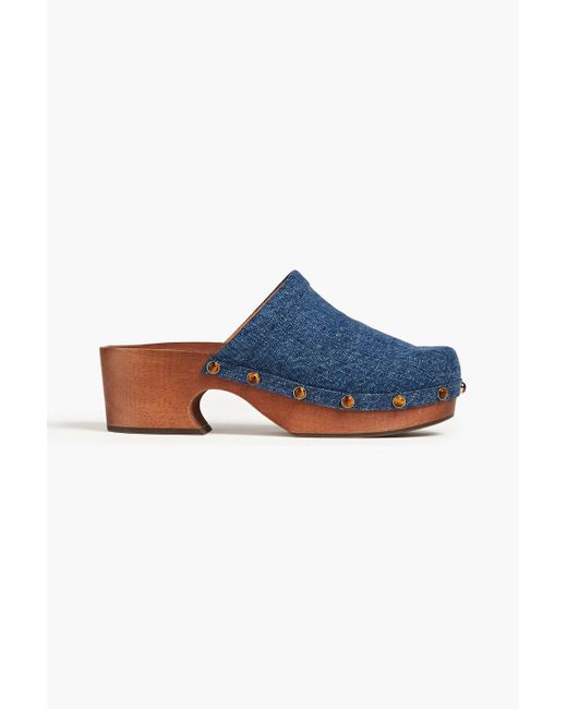 Chloé Blue Aurna Studded Denim Clogs