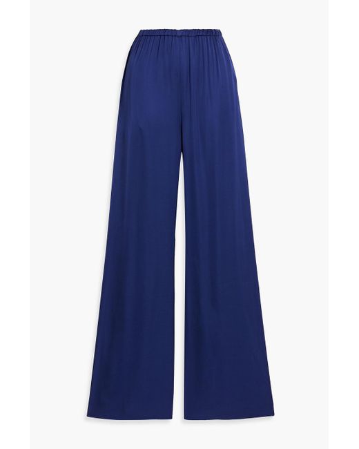Diane von Furstenberg Blue Gianna Charmeuse Wide-Leg Pants